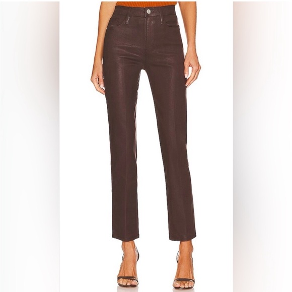 Frame Denim Pants - FRAME Le Slyvie Slender Straight Dark Chocolate Pants